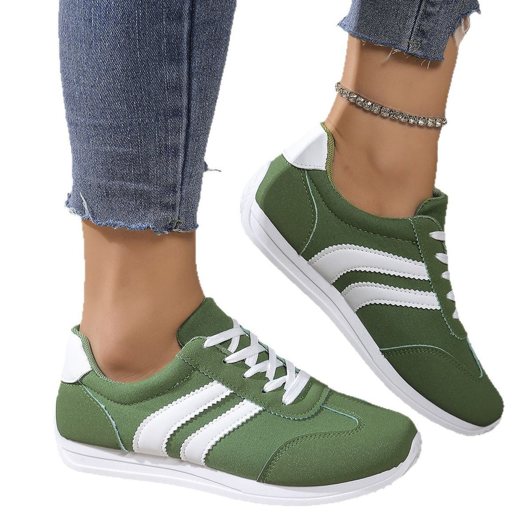 Damen  leichte Retro-Canvas-Sneaker mit gepolsterter Innensohle, flexibler Laufsohle und dezenter Streifen-Optik EB
