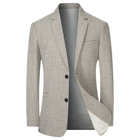 Herren Leichter Leinenblazer Slim-Fit Zweiknopf-Sakko atmungsaktiv EB