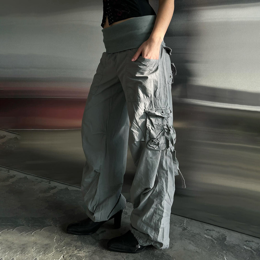 Damen Modische Cargo-Hose mit elastischem Bund und praktischen Taschen EB