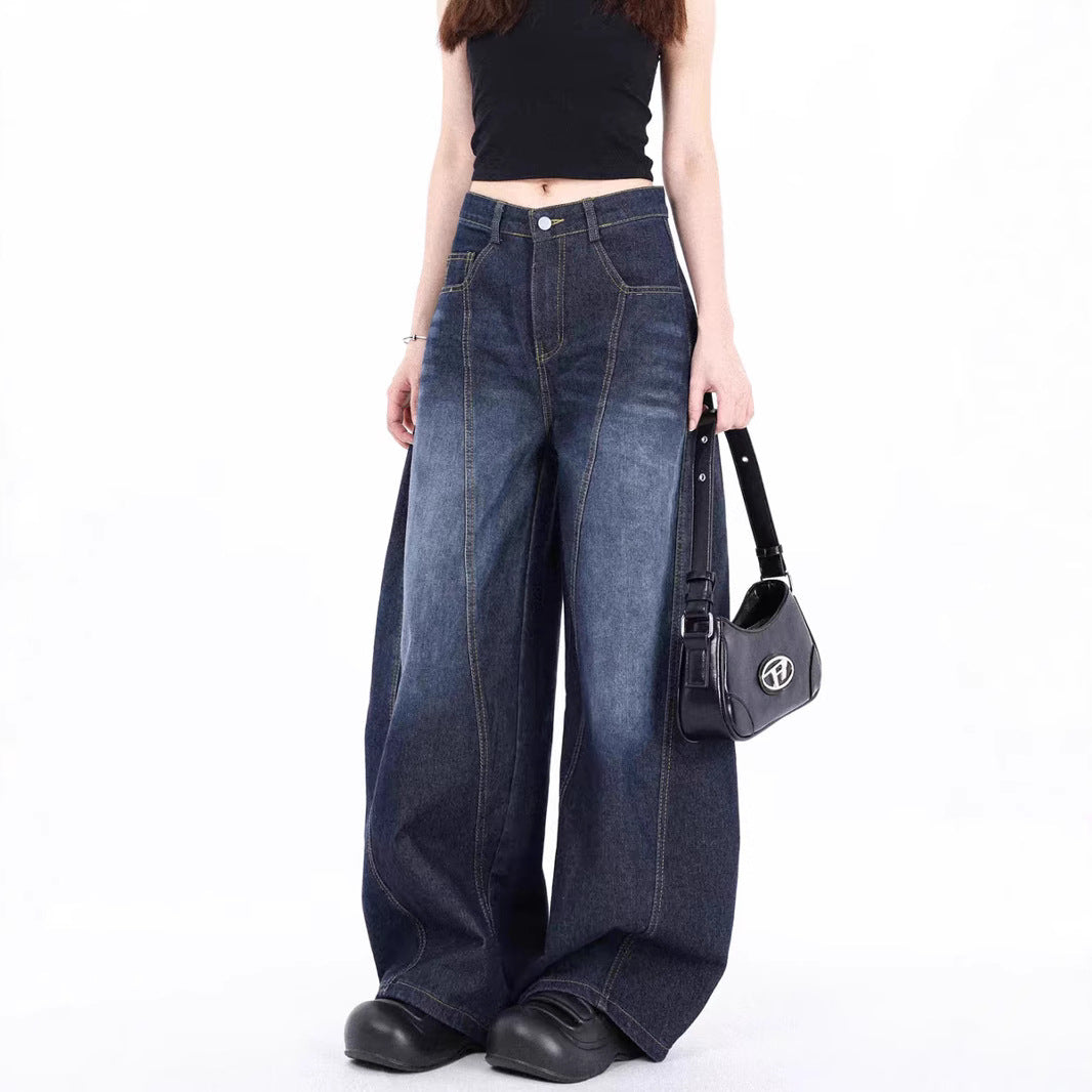Damen Weite Denim-Hose mit hohem Bund und trendigem Schnitt EB