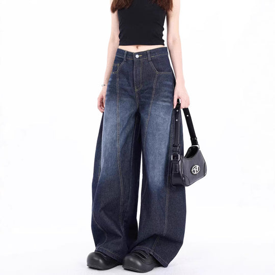 Damen Weite Denim-Hose mit hohem Bund und trendigem Schnitt EB