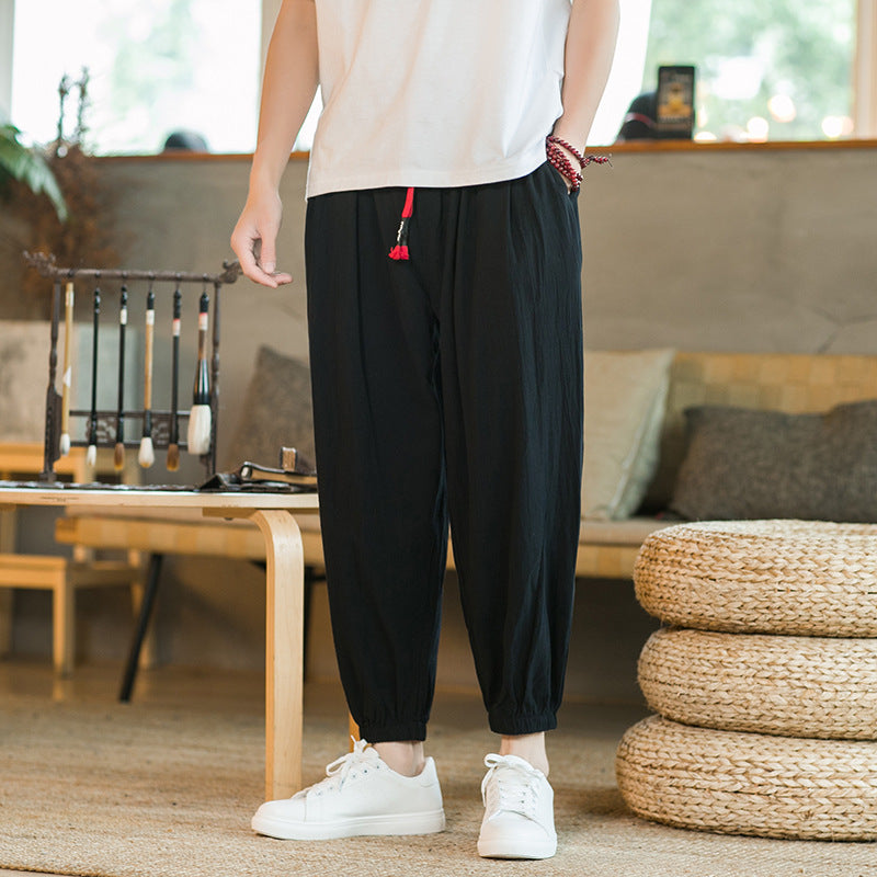 Herren nan lockere Haremshose mit elastischem Bund und dekorativem Kordelzug EB