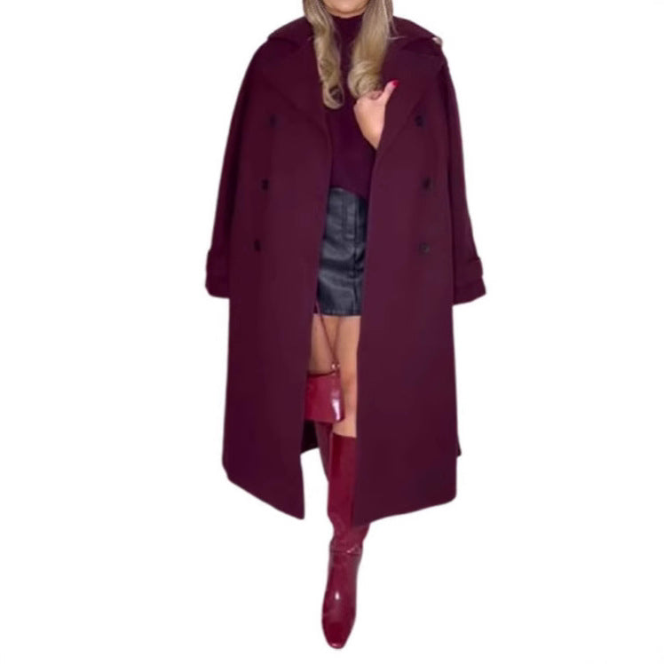 Damen Oversize-Trenchcoat mit doppelter Knopfreihe und großzügigen Taschen EB
