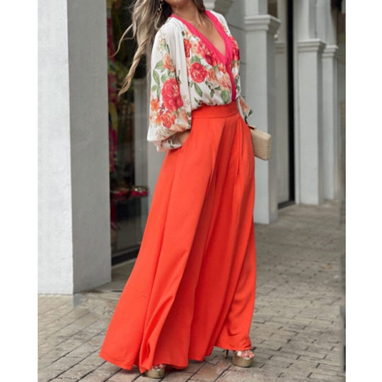 Damen Elegante und luftige Palazzo-Hose mit hohem Bund EB