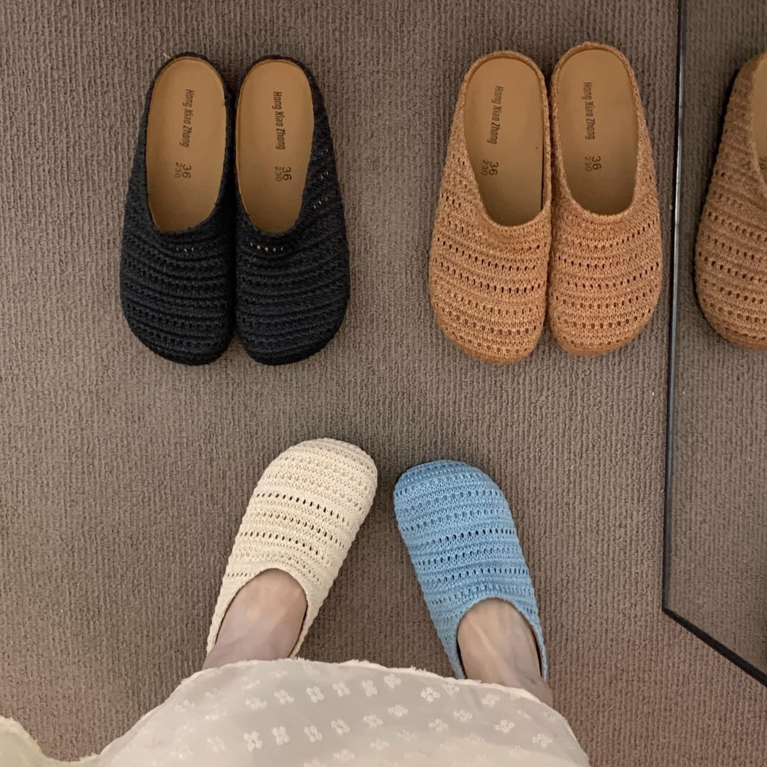 Damen bequeme Slipper aus atmungsaktivem Textilmaterial EB