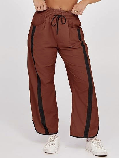 Damen lockere Sporthose mit elastischem Bund und Kontraststreifen EB