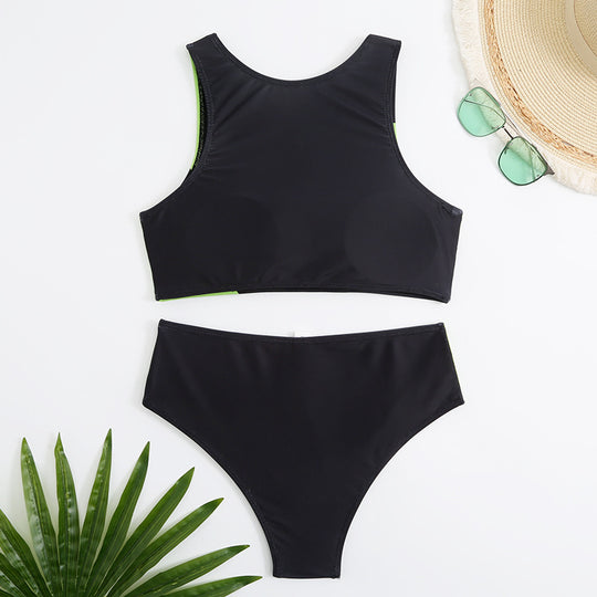 Damen Sportliches Crop-Top Bikini-Set EB