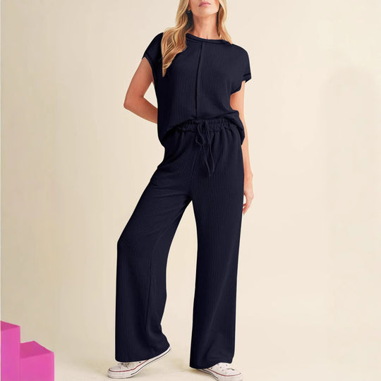 Damen Relaxed Fit Ripp-Loungewear-Set EB