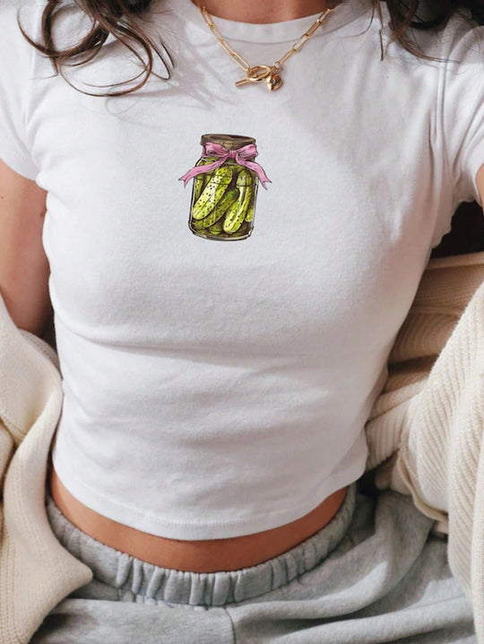 Damen Crop-Top mit auffälligem Schriftzug EB