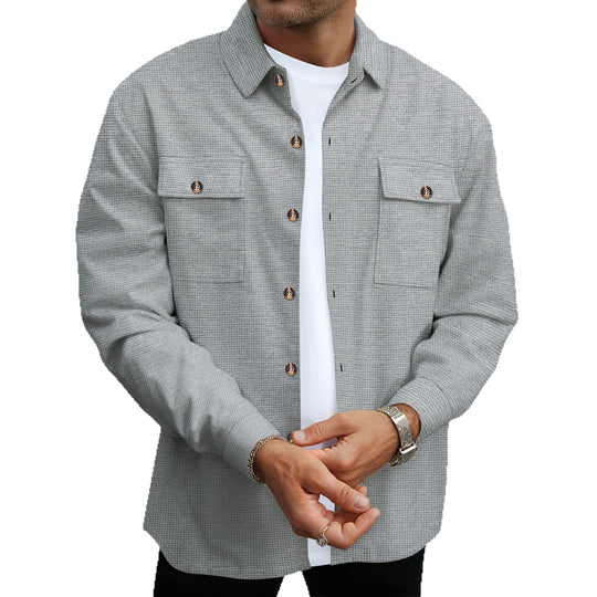 Herren modische Hemdjacke mit durchgehender Knopfleiste und Brusttaschen EB