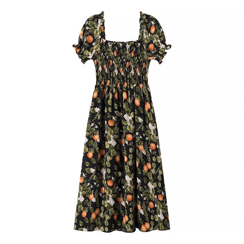 Damen Maxikleid mit floralen Stickereien und elastischem Einsatz EB