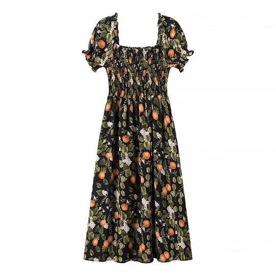 Damen Maxikleid mit floralen Stickereien und elastischem Einsatz EB