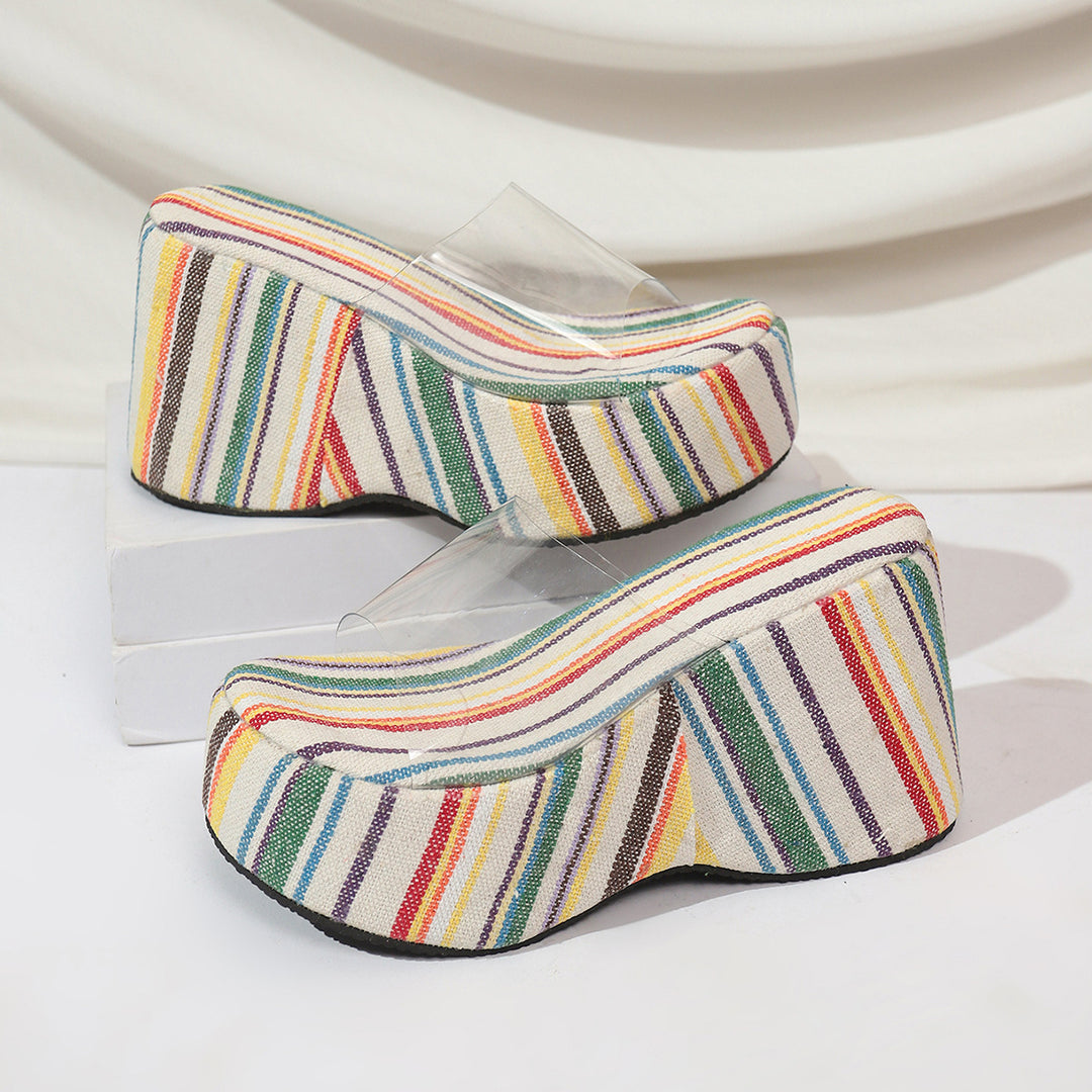 Damen Wedge-Sandalen mit modischem Plateau und geschlossenen Riemen EB