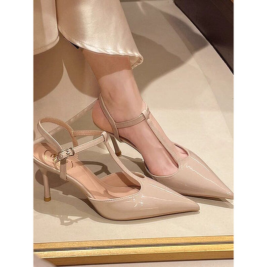 Damen elegante T-Strap High Heels EB