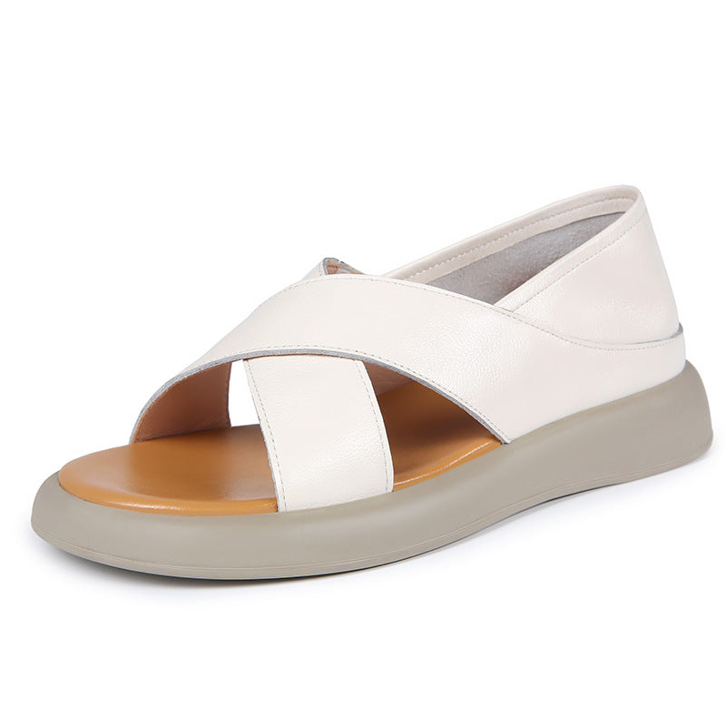 Damen komfortable Sandalen mit modernem Querriemen und rutschfester Sohle EB