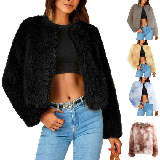 Damen Luxus Kunstpelz Jacke mit eleganten Details EB