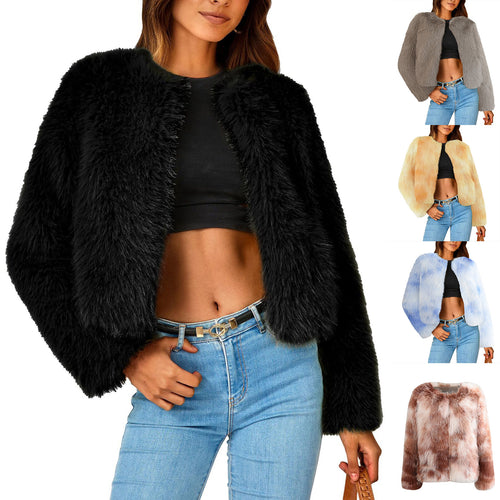 Damen Luxus Kunstpelz Jacke mit eleganten Details EB