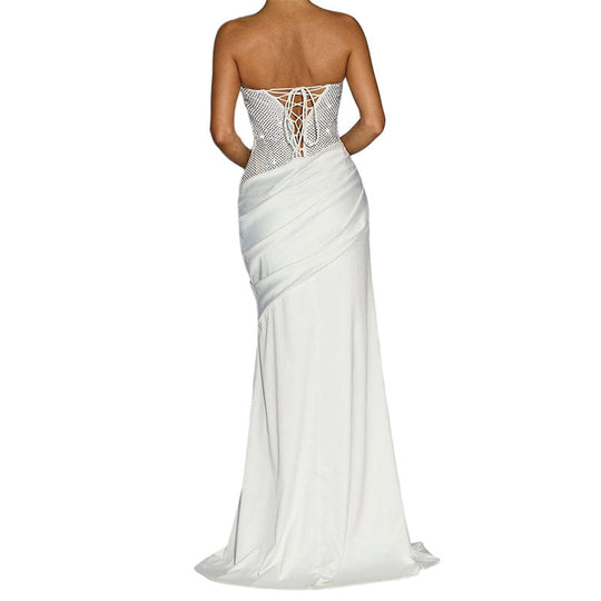 Damen Elegant Maxi-Kleid mit funkelndem Oberteil EB