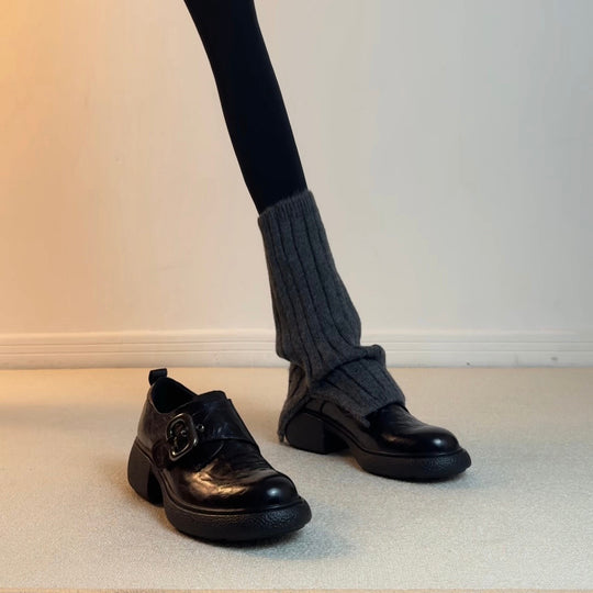 Damen elegante Mokassins mit modischer Schnallenverzierung EB