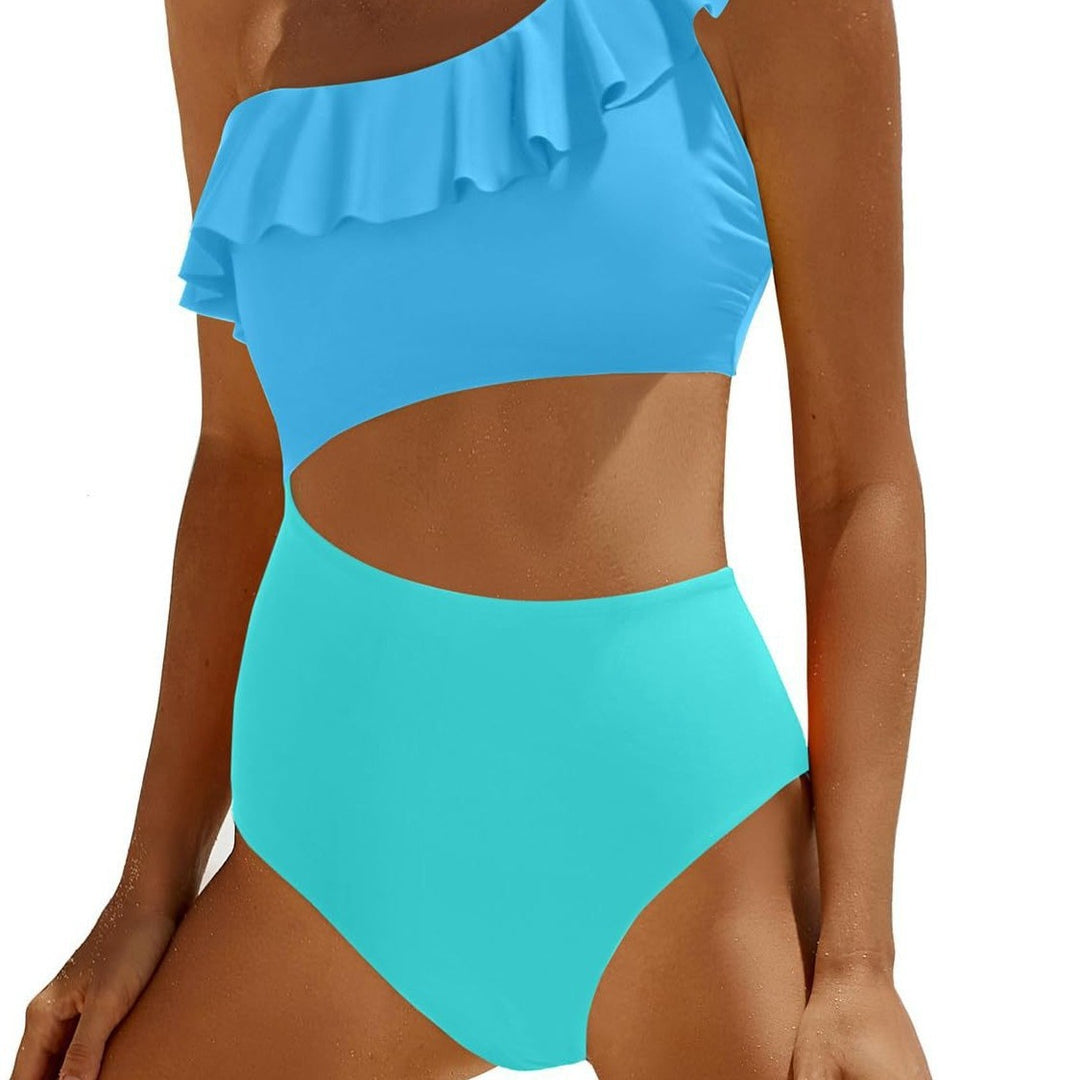Damen Eleganter Einseitiger Badeanzug mit Volant EB