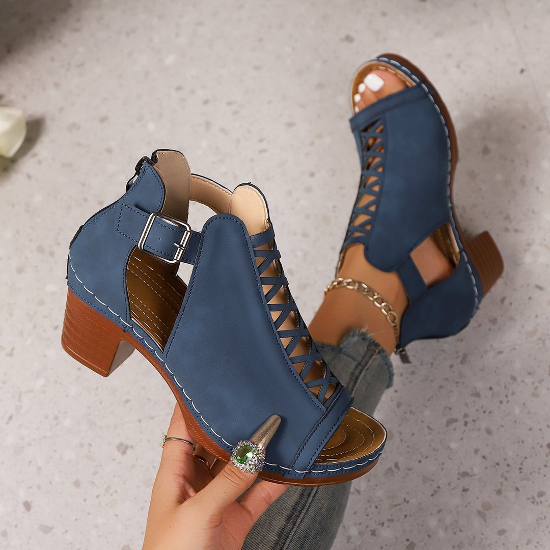 Damen elegante und luftige Sandalen mit raffiniertem Schlaufen-Design EB