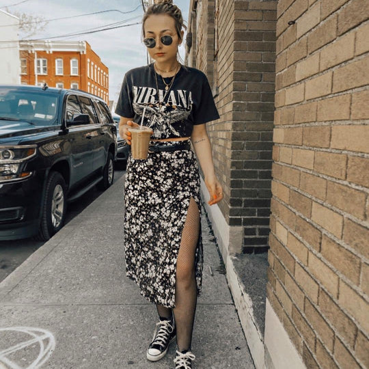 Damen Midirock mit tierischem Print EB