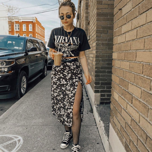 Damen Midirock mit tierischem Print EB