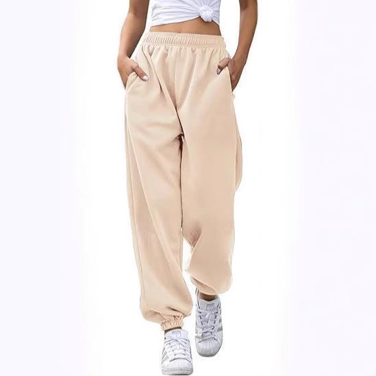 Damen nan lässige Jogginghose mit hohem Bund elastischen Knöchelabschlüssen und weichem Fleecefutter EB