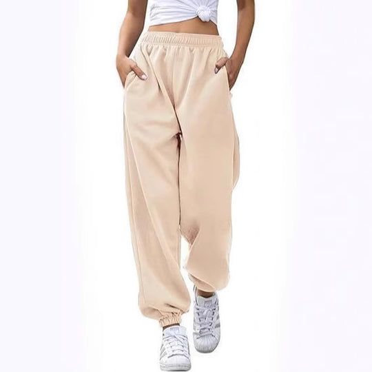 Damen nan lässige Jogginghose mit hohem Bund elastischen Knöchelabschlüssen und weichem Fleecefutter EB