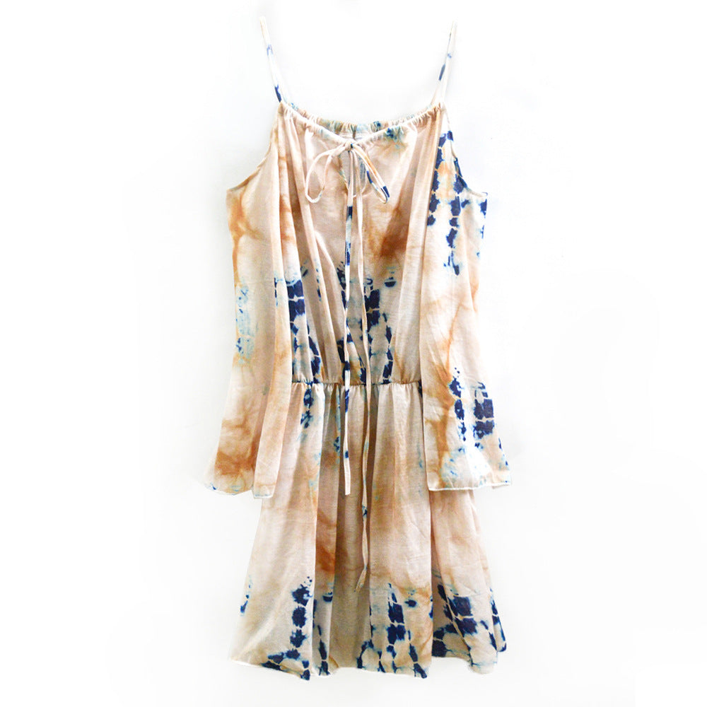 Damen Freizeitkleid mit schulterfreiem Design und Boho-Grafik EB