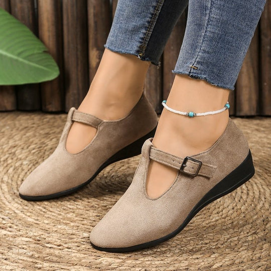 Damen Komfortable Ballerinas mit verstellbarem Riemen EB
