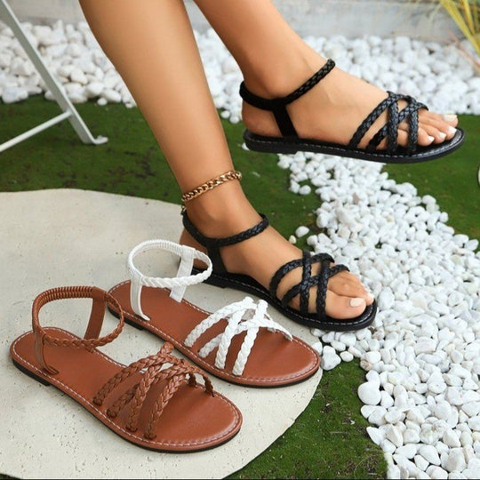 Damen geflochtene Riemchensandalen EB