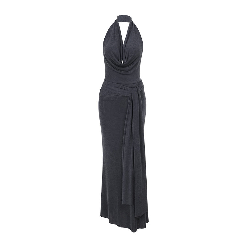 Damen elegantes Wickelkleid mit tiefem V-Ausschnitt und fließendem Schnitt EB