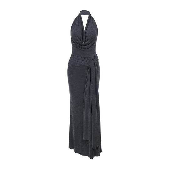 Damen elegantes Wickelkleid mit tiefem V-Ausschnitt und fließendem Schnitt EB