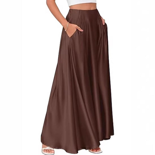 Damen Maxirock mit eleganten Falten und praktischen Taschen EB