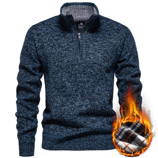 Herren Strickpullover mit halbem Reißverschluss und modischem Strukturdesign EB
