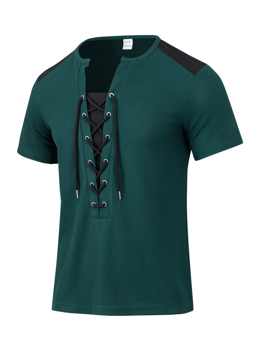 Herren Kurzarm Shirt mit sportlichem Schnürdesign EB