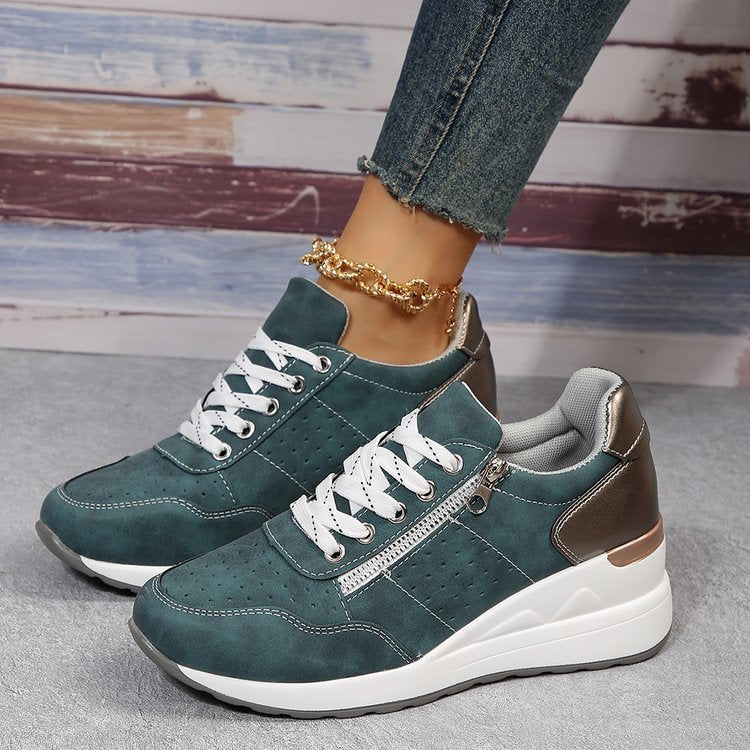 Damen Sportliche Sneakers mit atmungsaktivem Obermaterial und Reißverschluss EB