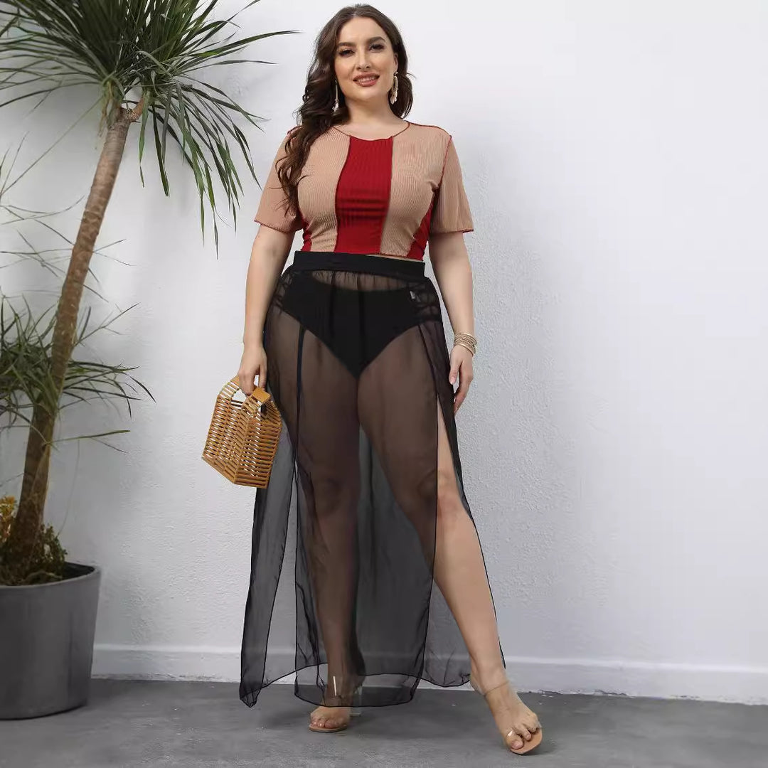 Damen transparenter Maxirock EB