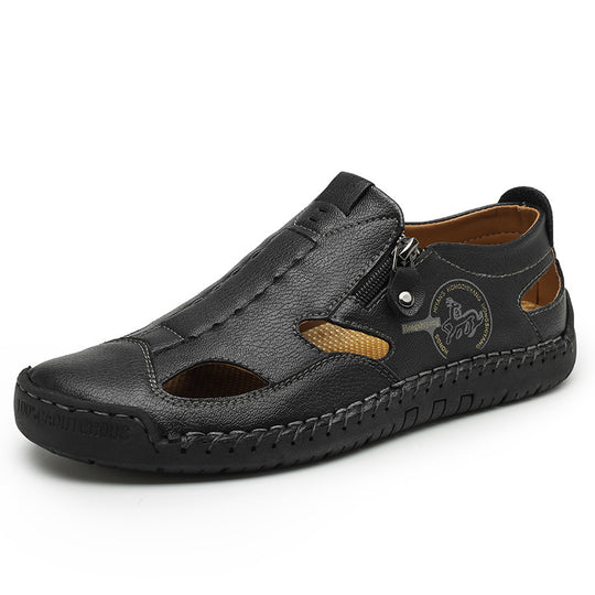 Herren Bequeme Lederfreizeitschuhe mit Reißverschluss und atmungsaktiven Öffnungen EB
