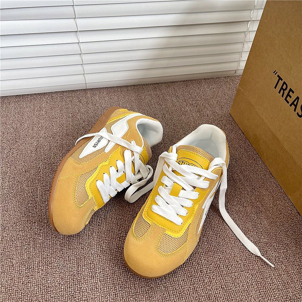 Damen Sportliche Sneaker mit weicher Veloursoberfläche und atmungsaktiver Netzstruktur EB