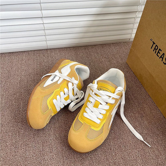 Damen Sportliche Sneaker mit weicher Veloursoberfläche und atmungsaktiver Netzstruktur EB