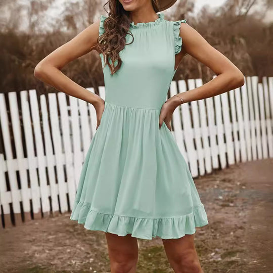 Damen Sommerliches Minikleid mit Rüschendetails EB