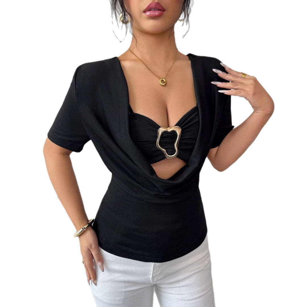 Damen nan drapiertes Cropped-Top mit herzförmiger Zierschließe und Cut-Out EB
