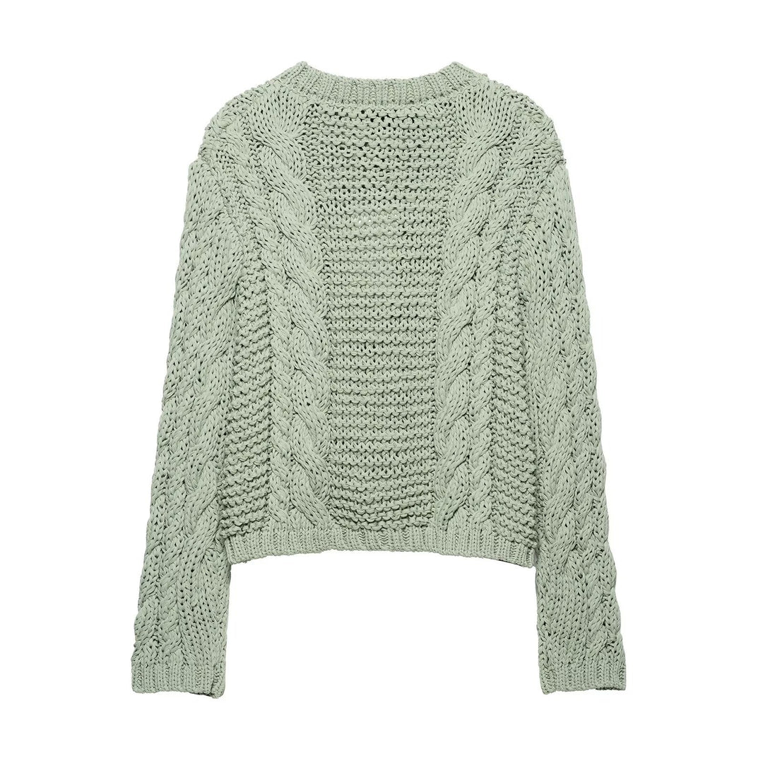 Damen Strickjacke mit Zopfmuster und Knopfdetails EB