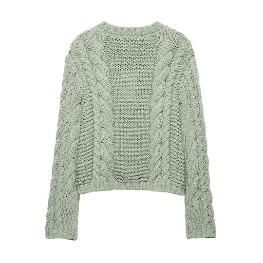 Damen Strickjacke mit Zopfmuster und Knopfdetails EB