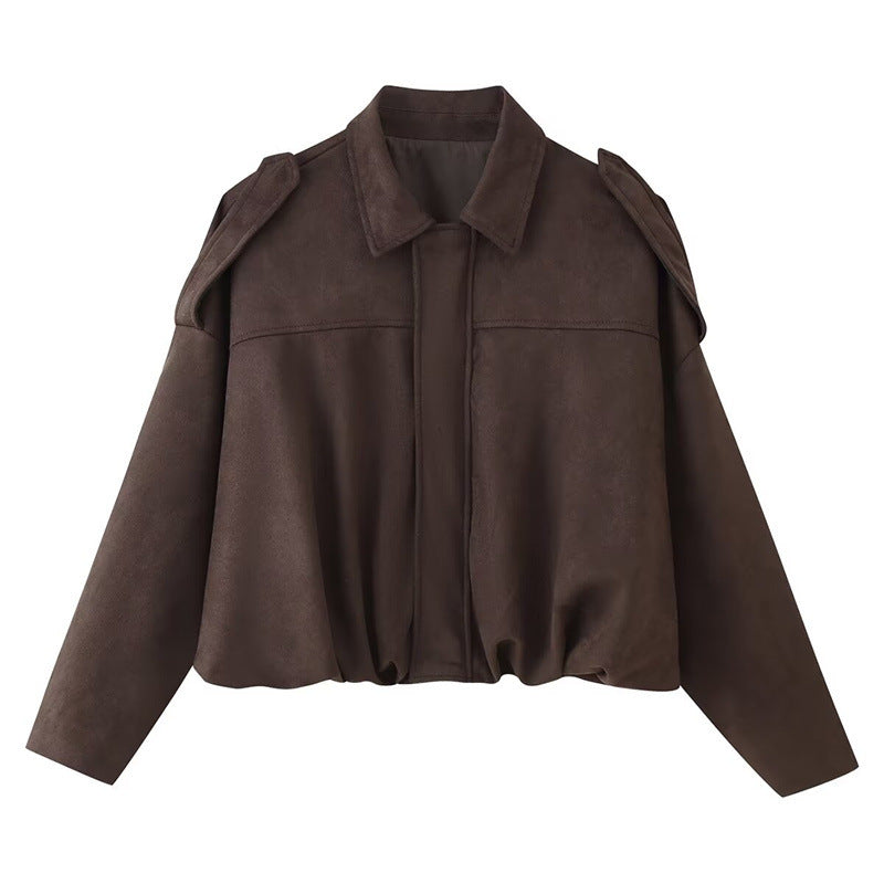 Damen Kurzgeschnittene Oversize Blousonjacke mit Schulterklappen EB
