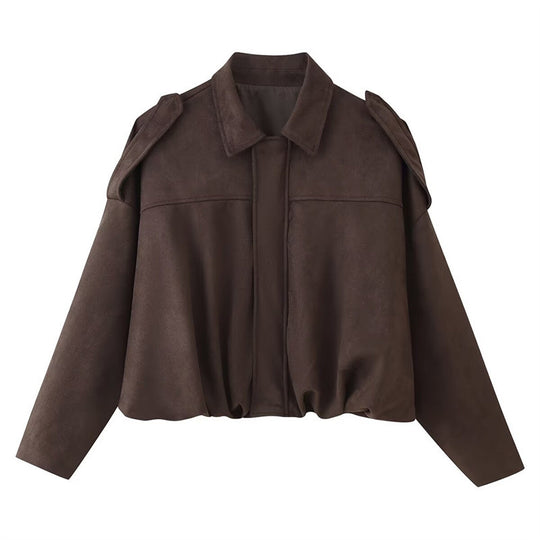 Damen Kurzgeschnittene Oversize Blousonjacke mit Schulterklappen EB