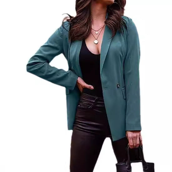 Damen modischer Blazer mit tailliertem Schnitt und schmalen Revers EB