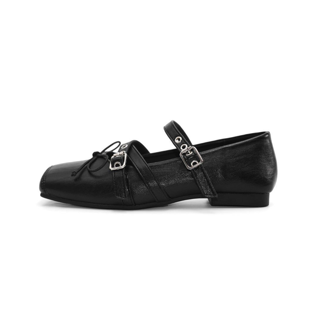 Damen Ballerinas mit modischen Schnallen und schimmerndem Obermaterial EB